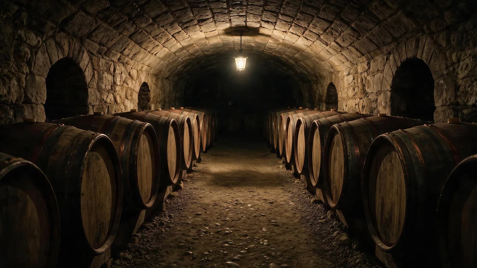Calado subterráneo de crianza en una bodega de la Ribera del Duero