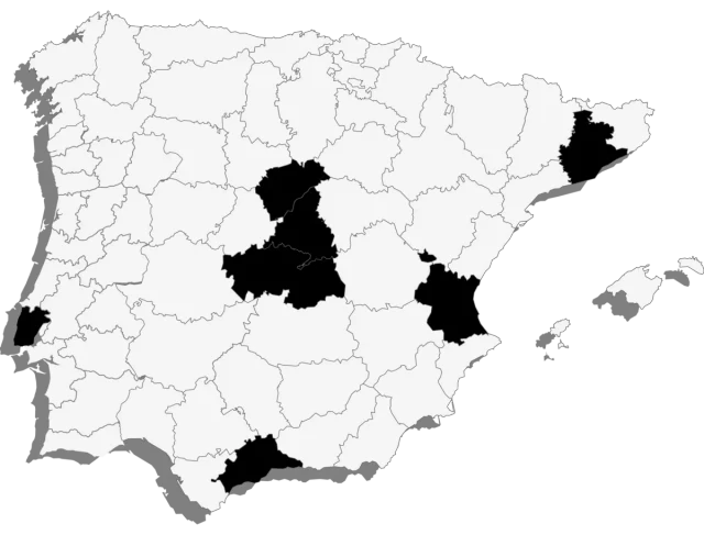 Mapa de España con la Comunidad de Madrid destacada